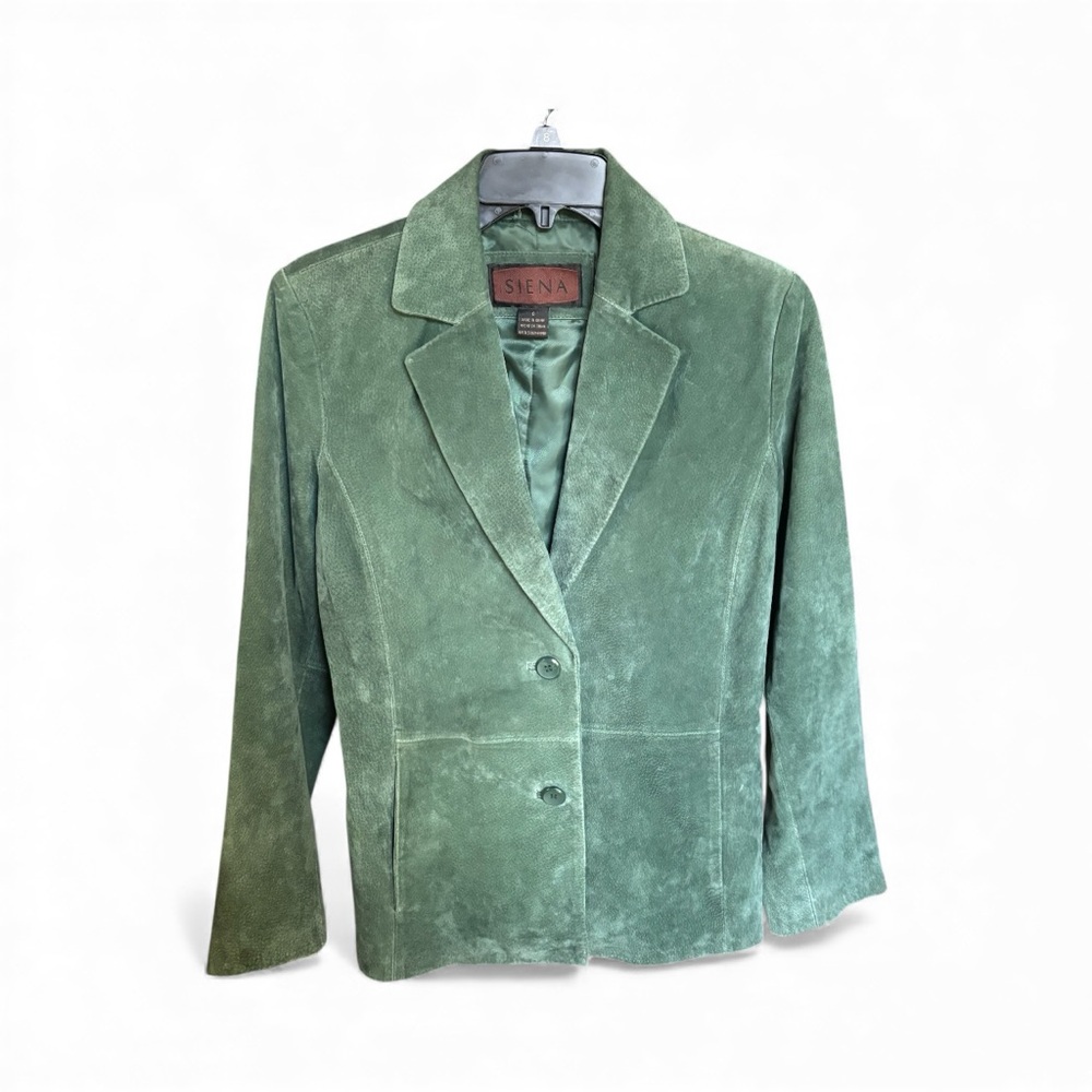 Siena Women’s Green Leather Blazer, Size 6